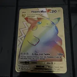 Pokemon TCG Pikachu VMAX Gold Metal Card Fan Art 044/185 Real* - Image 2