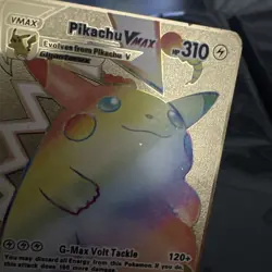 Pokemon TCG Pikachu VMAX Gold Metal Card Fan Art 044/185 Real* - Image 5