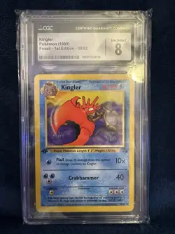 1999 Pokemon Kingler Fossil # 38/62 Non-Holo CGC 8 - Image 1