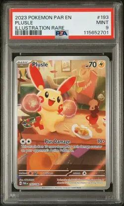 2023 POKEMON PAR EN-PARADOX RIFT ILLUSTRATION RARE #193 PLUSLE PSA 9 - Image 1