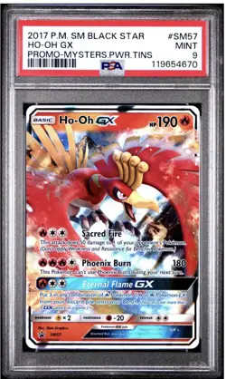 2017 PSA 9 Pokemon SM Ho-oh GX SM57 Black Star Promo Card Mysterious Powers Tin - Image 1
