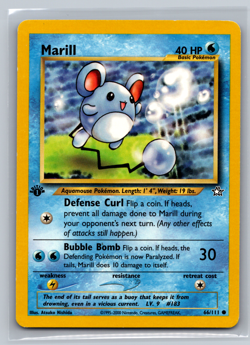 Marill 1st Edition 66/111 Neo Genesis Pokemon TCG Card - LP - Image 1