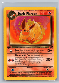 Dark Flareon 35/82 Team Rocket 1st Edition Pokemon Card WOTC Vintage LP - Image 1