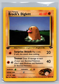 Brock's Diglett 67/132 1st Edition Pokemon Card Gym Challenge Common WOTC LP - Image 1