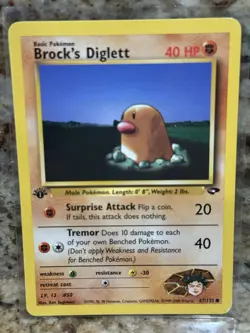 Brock's Diglett 67/132 1st Edition Pokemon Card Gym Challenge Common WOTC LP - Image 1
