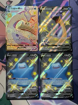 Pokemon Sword & Shield Shining Fates Shiny Lapras & Ditto Vs Lot of 4 Cards NM - Image 1