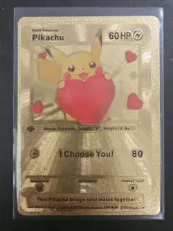 Pokemon Gold Metal Valentine Card Pikachu I Choose You (Fan Art) - Image 1