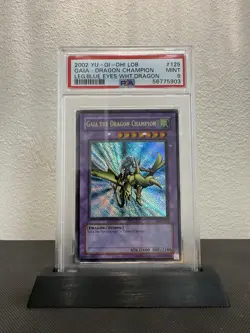 PSA 9 Gaia the Dragon Champion LOB-125 Ultra Reverse Foil DOUBLE Error Yugioh - Image 1