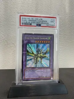 PSA 9 Gaia the Dragon Champion LOB-125 Ultra Reverse Foil DOUBLE Error Yugioh - Image 2