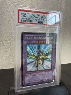 PSA 9 Gaia the Dragon Champion LOB-125 Ultra Reverse Foil DOUBLE Error Yugioh - Image 3