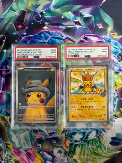 Pokemon PSA9 Pikachu Mega Tokyo Yokohama Pretend Comedian Grey felt hat Van Gogh - Image 3