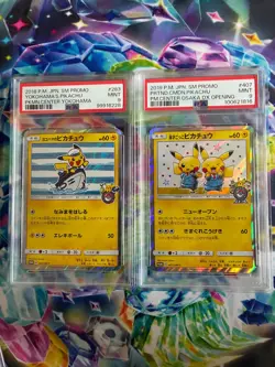 Pokemon PSA9 Pikachu Mega Tokyo Yokohama Pretend Comedian Grey felt hat Van Gogh - Image 4