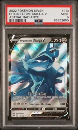 2022 Pokemon Astral Radiance Origin Forme Dialga V HOLO RARE #113 PSA 9 MINT - Image 1