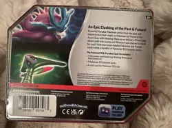 Pokemon Paradox Clash Tin Iron Leaves Ex Sealed Tin w/ 5 Booster Packs New - Image 2
