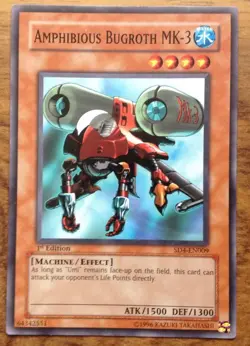 YUGIOH CARD: Amphibious Bugroth MK-3 SD4-EN009 1ST EDITION. Free Postage - Image 1