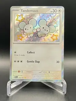 Tandemaus 209/091 Paldean Fates Baby Shiny Rare Holo Card Pokemon TCG NM/M - Image 1
