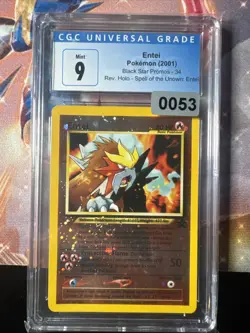 CGC 9 MINT Entei 2001 Black Star Movie Promo 34 Reverse Holo Pokemon Card - Image 1