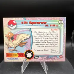 1999 Topps TV Animation - Spearow 21 - Non Foil Pokemon Card - Image 4