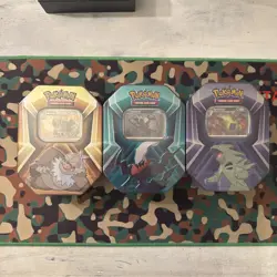 3 x Triple Whammy Collector SEALED Tins (Complete Tin Set) Pokemon TCG - Image 1