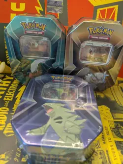 3 x Triple Whammy Collector Sealed Tins (Complete Tin Set) Pokemon TCG - Image 1