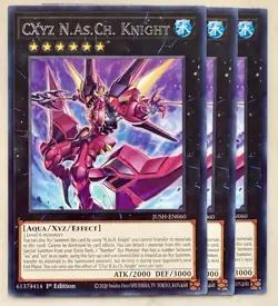 Yugioh! 3x CXyz N.As.Ch. Knight JUSH-EN060 Rare 1st Ed NM - Image 1