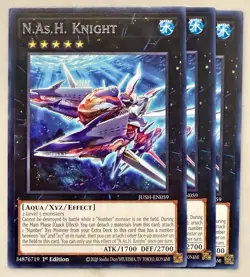 Yugioh! 3x N.As.H. Knight JUSH-EN059 Rare 1st Ed NM - Image 1