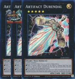 Yugioh! 3x Artifact Durendal JUSH-EN057 Super Rare 1st Ed NM - Image 1