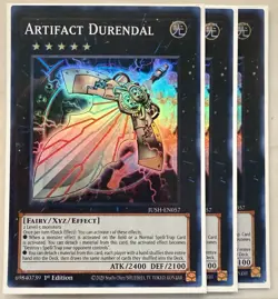 Yugioh! 3x Artifact Durendal JUSH-EN057 Super Rare 1st Ed NM - Image 1