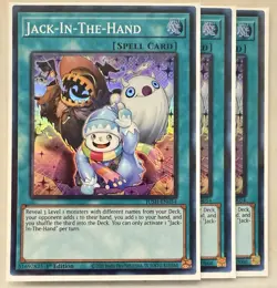 Yugioh! 3x Jack-In-The-Hand JUSH-EN054 Super Rare 1st Ed NM - Image 1