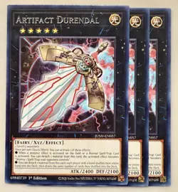 Yugioh! 3x Artifact Durendal JUSH-EN057 Rare 1st Ed NM - Image 1