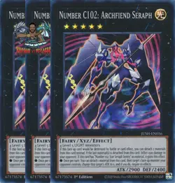 Yugioh! 3x Number C102: Archfiend Seraph JUSH-EN056 Super Rare 1st Ed NM - Image 1