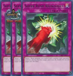 Yugioh! 3x Super Rush Recklessly JUSH-EN055 Rare 1st Ed NM - Image 1