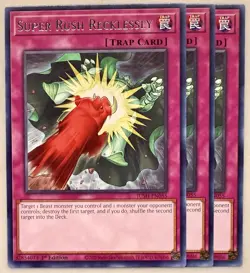 Yugioh! 3x Super Rush Recklessly JUSH-EN055 Rare 1st Ed NM - Image 1