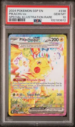 2024 Pokemon Surging Sparks Special Illustration Rare Pikachu Ex #238 PSA 10 - Image 1