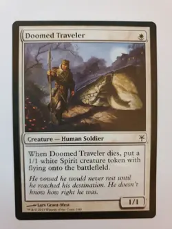 MTG Magic The Gathering Card Doomed Traveler Creature Human Soldier White - Image 1