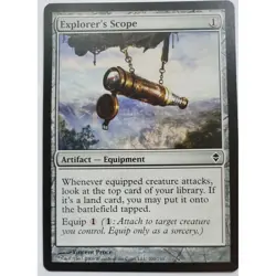 MTG Magic The Gathering Explorer's Scope Artifact Equipment Card Zendikar - Image 1