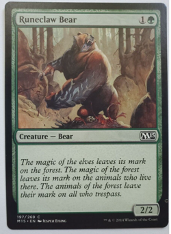 MTG Magic The Gathering M15 Runeclaw Bear Creature Card Green - Image 1