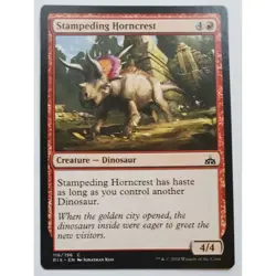 MTG Magic The Gathering Stampeding Horncrest Creature Dinosaur Card Red Rivals O - Image 1