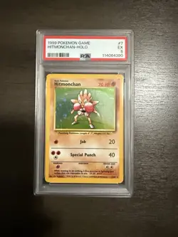 Pokemon 1999 Hitmonchan 7/102 Base Set Unlimited Holo Rare - TCG: PSA 5 EX - Image 1