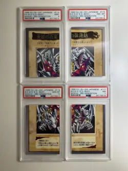 YuGiOh 1998 Bandai Blue Eyes White Dragon 3-Body PSA Graded Set - Image 1