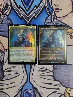 1x Admiral Brass, Unsinkable FOIL + 1x Thick Stock Commander Card LCC MTG Magic - Image 1