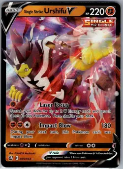 Single Strike Urshifu V 085/163 - Pokemon TCG Battle Styles Ultra Rare Card NM - Image 1