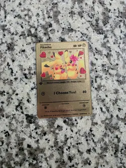 Pikachu I Choose You! Gold Metal Pokemon Card Collectible - Image 1
