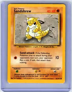 SANDSHREW - Base Set - 62/102 - Common - Pokemon Card - Unlimited Edition - Play - Image 3