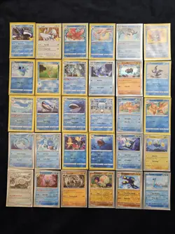 30 Different Ocean Sea Themed Pokemon Cards 30x Card Lot Holos And Reverse Holos - Image 1