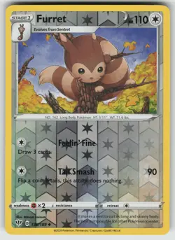 Furret Reverse Holo Uncommon SWSH03: Darkness Ablaze 136/189 Pokemon - Image 1