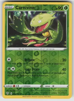 Carnivine Reverse Holo Uncommon SWSH03: Darkness Ablaze 005/189 Pokemon - Image 1