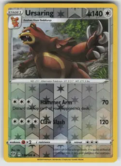 Ursaring Reverse Holo Uncommon SWSH03: Darkness Ablaze 139/189 Pokemon - Image 1