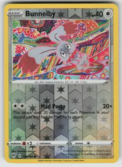 Bunnelby Reverse Holo Common SWSH03: Darkness Ablaze 150/189 Pokemon - Image 1