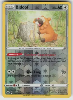 Bidoof Reverse Holo Common Crown Zenith 111/159 Pokemon - Image 1